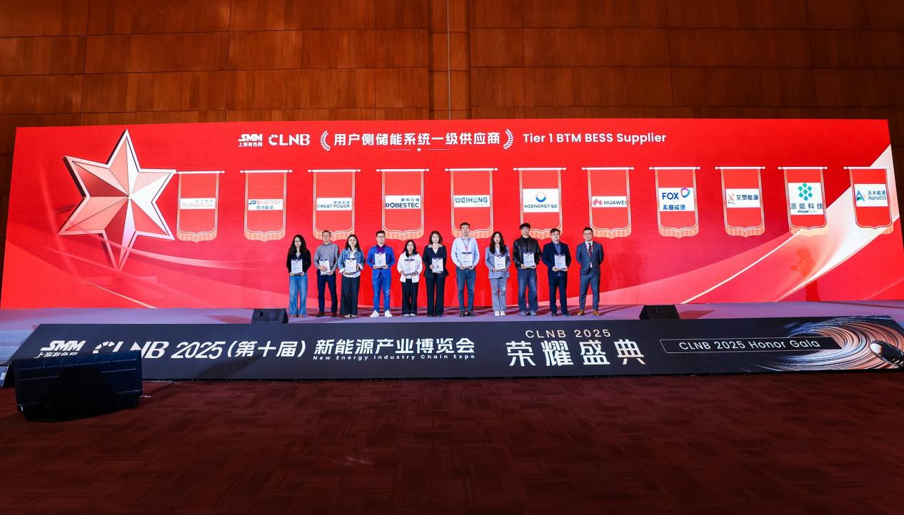 冠军国际能源荣登SMM Tier 1榜单，获“用户侧储能系统一级供应商”认证！